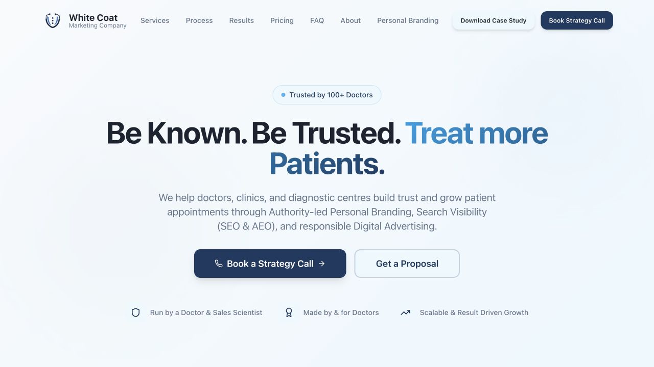 Live White Coat Marketing website homepage